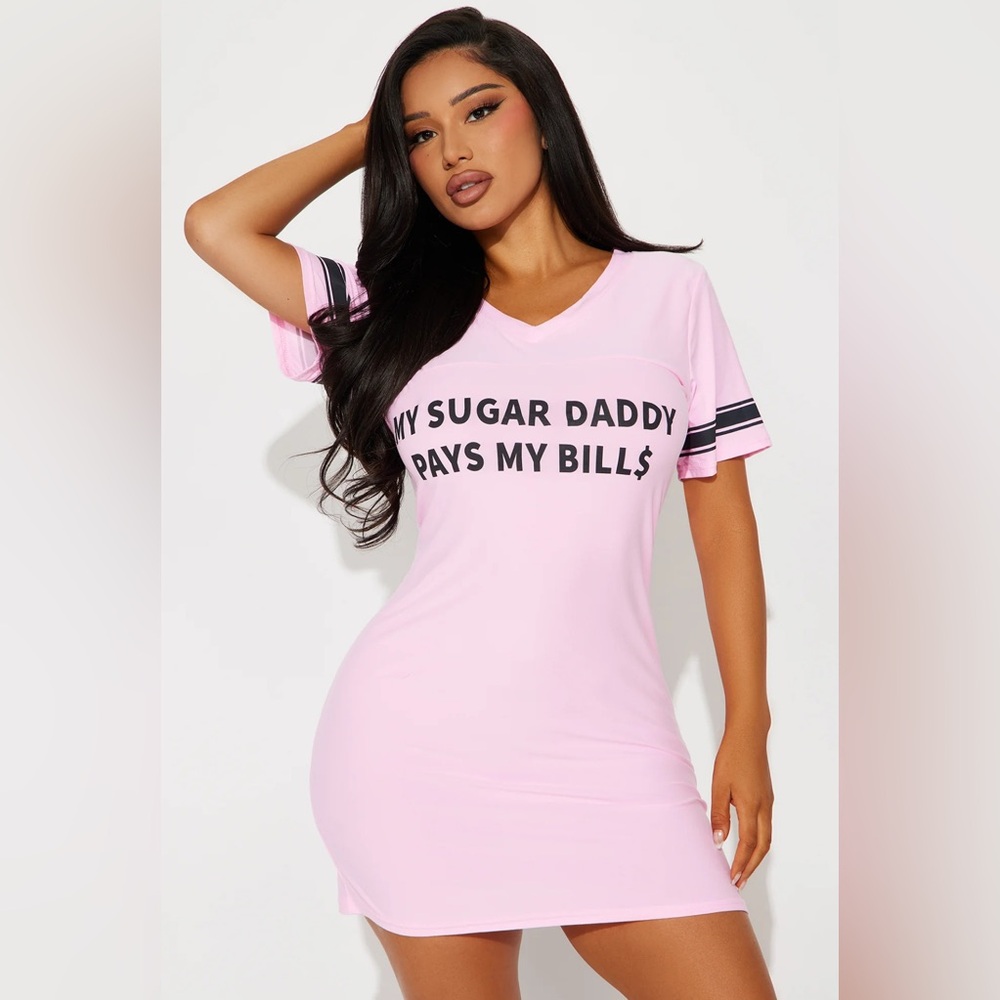 •Here for the Sugar Daddies•Graphic Print Relaxed Fit Sleep Shirt